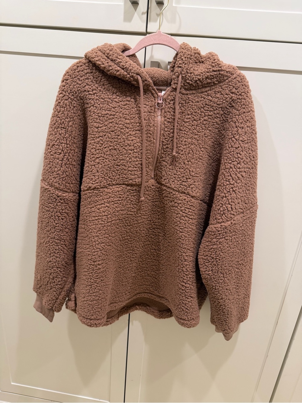 PINK Victoria's Secret Sherpa Zip Hoodie in Camel